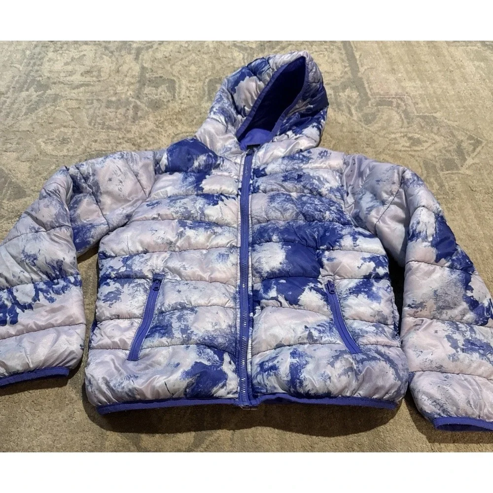 Under Armour Puffer Hybrid Coat Youth Girls Sz large L  (12)Hooded Jacket Purple